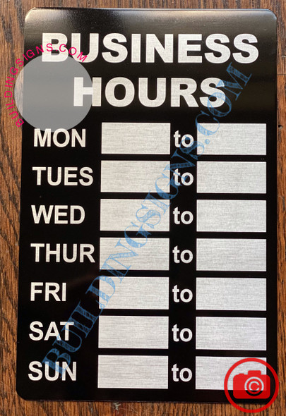 BUSINESS HOURS SIGN- BLACK