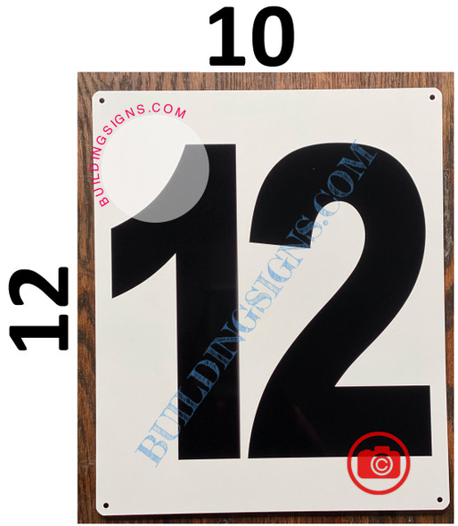 NUMBER 12 SignWHITE