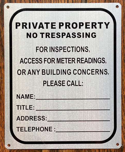 PRIVATE PROPERTY NO TRESPASSING SIGN- WHITE
