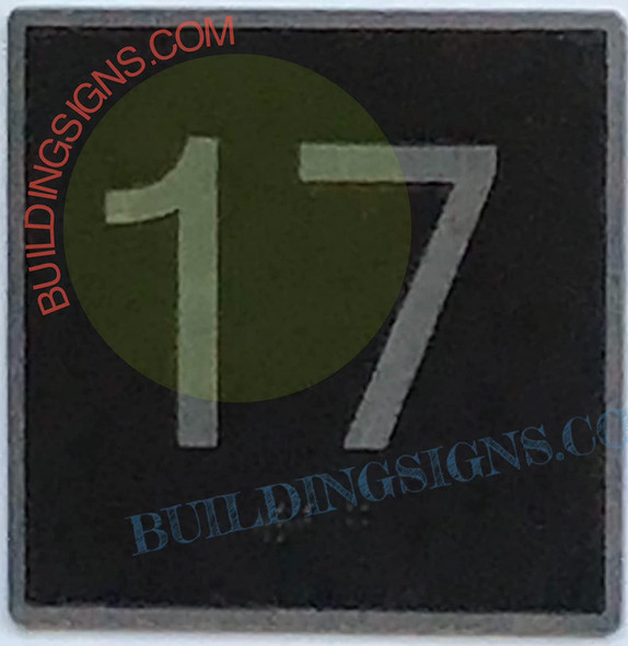 ELEVATOR FLOOR NUMBER 17 SIGN- ELEVATOR JAMB PLATE FLOOR 17 SIGN ELEVATOR FLOOR NUMBER 17 SIGN- ELEVATOR JAMB PLATE FLOOR 17 SIGN