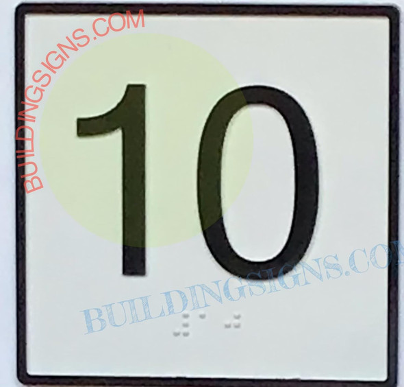 Elevator Floor Number 10 Sign- Elevator JAMB Plate Floor 10 Sign Elevator Floor Number 10 Sign- Elevator JAMB Plate Floor 10 Sign