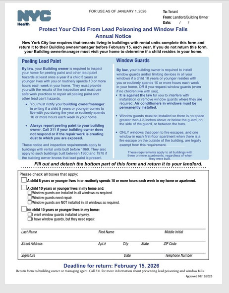 Windows guard and lead paint notice 2026 English/ Spanish (Downloadable pdf file)