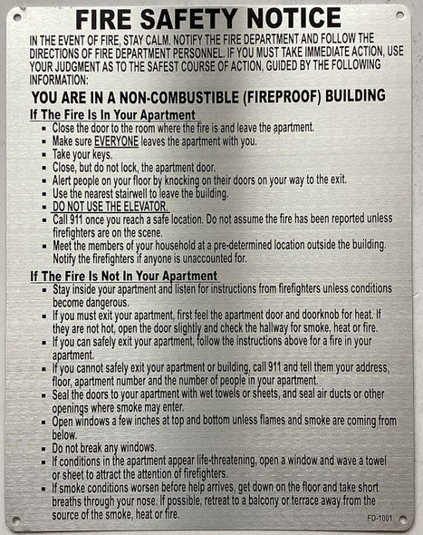 NYC HPD LOBBY: FIRE SAFETY NOTICE - FIRE PROOF SIGNS
