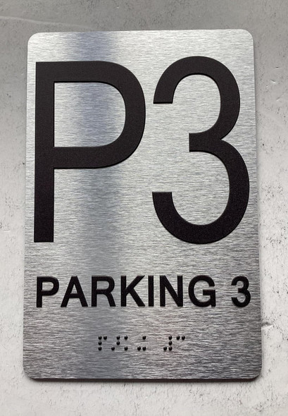 NYC FLOOR NUMBER SIGN WITH RAISED LETTERS THE PARK AVE LINE (P3-PARKING 3)