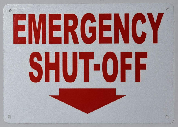 Emergency Shut-Off Arrow Down Sign