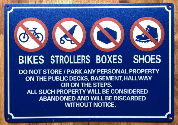 NYC NO STORAGE IN HALLWAY SIGN