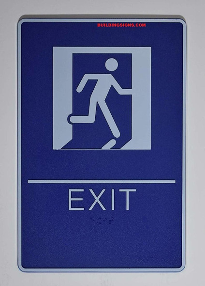 EXIT  with Tactile Graphic -Braille  with Raised Tactile Graphics and Letters  Sign