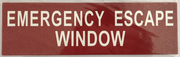 EMERGENCY ESCAPE WINDOW  - RED ALUMINIUM HEAVY DUTY  Sign EMERGENCY ESCAPE WINDOW  - RED ALUMINIUM HEAVY DUTY  Sign