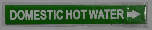Pipe Marking-Domestic Hot Water with Arrow  Sign Pipe Marking-Domestic Hot Water with Arrow  Sign