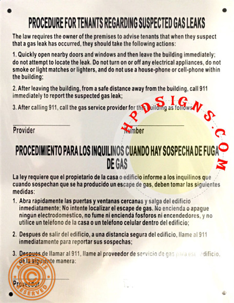 § 12-11 GAS LEAK NOTICE violation