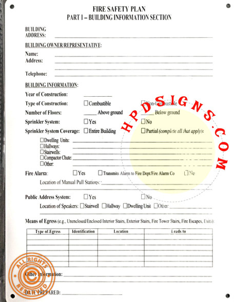 LOBBY FIRE SAFETY PLAN HPD NYC Sign