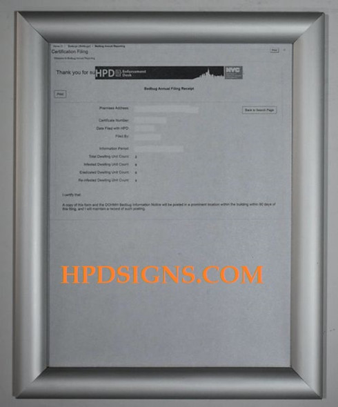 HPD NYC BEDBUG ANNUAL FILING RECEIPT HPD NYC BEDBUG ANNUAL FILING RECEIPT