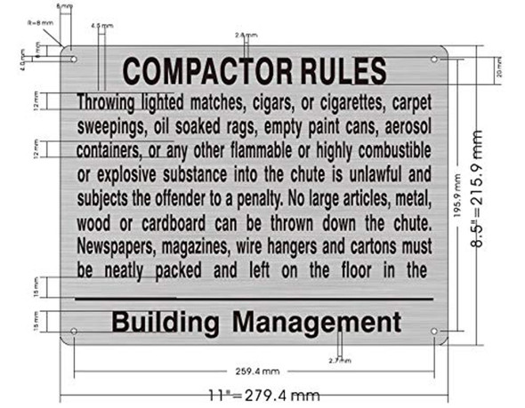 Compactor Rules Sign