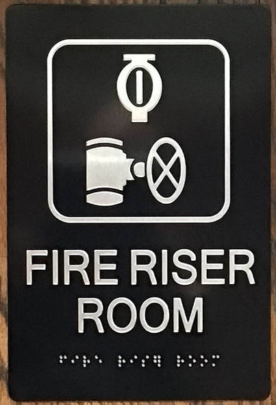 FIRE Riser Room -Braille with Raised Tactile Graphics and Letters Sign