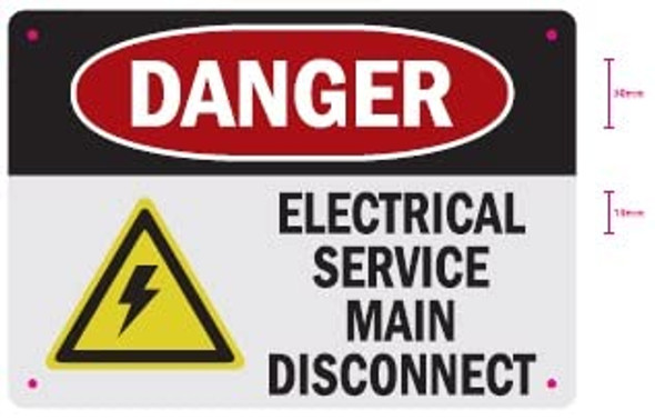 Danger:Electrical Service Main Disconnect Sign Danger:Electrical Service Main Disconnect Sign