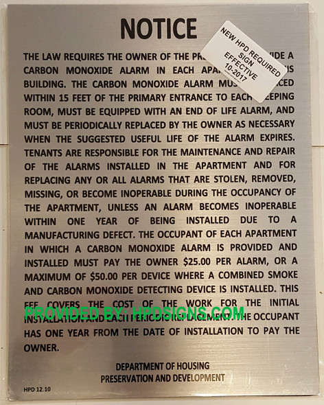 HPD Carbon monoxide detector notice HPD Carbon monoxide detector notice