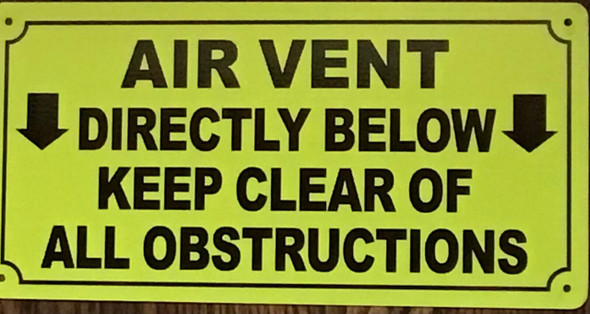 AIR VENT YELLOW Sign AIR VENT YELLOW Sign