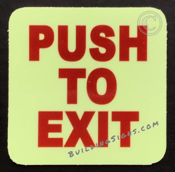 PUSH TO EXIT, Glow In The Dark Decals Sign PUSH TO EXIT, Glow In The Dark Decals Sign