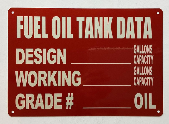 FUEL OIL TANK DATA Sign FUEL OIL TANK DATA Sign