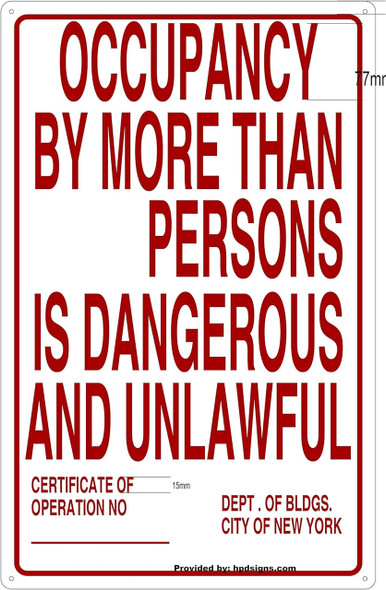 Occupancy NYC Sign Occupancy NYC Sign