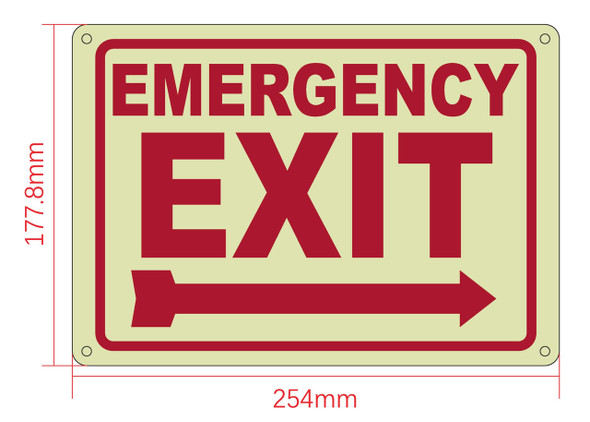 EMERGENCY EXIT RIGHT ARROW Sign