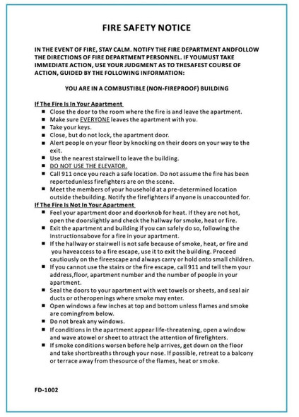 Door Fire Safety Notice Sign- Non Fire Proof Building Sign Door Fire Safety Notice Sign- Non Fire Proof Building Sign