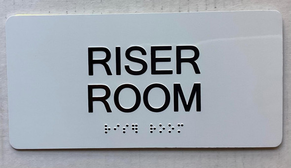 Riser Room  with Raised letters/Image & Grade 2 Braille - Includes Red Adhesive pad for Easy Installation Sign