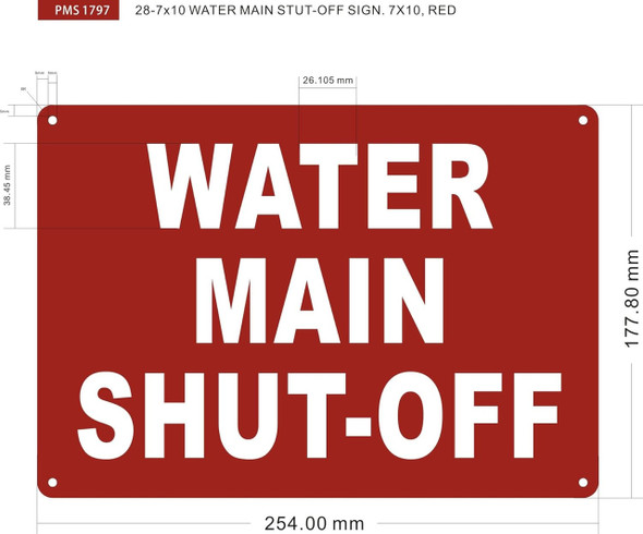 WATER MAIN Shut-OFF Sign WATER MAIN Shut-OFF Sign