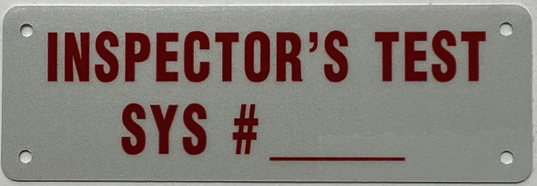 INSPECTOR'S TEST SYSTEM NUMBER INSPECTOR'S TEST SYSTEM NUMBER