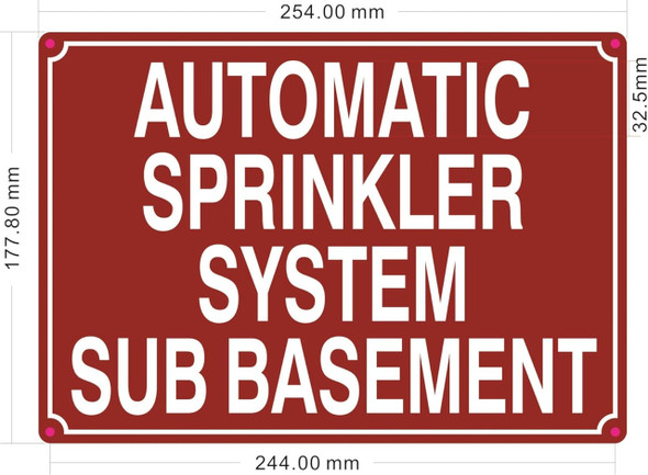 AUTOMATIC SPRINKLER SUB BASMENT Sign AUTOMATIC SPRINKLER SUB BASMENT Sign