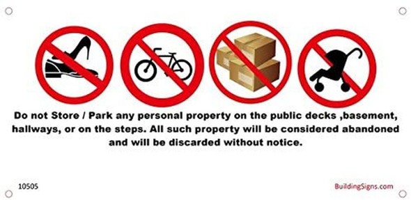 No Storage in hallway sign No Storage in hallway sign