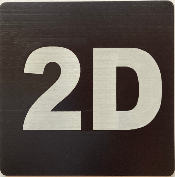Apartment number 2D Sign