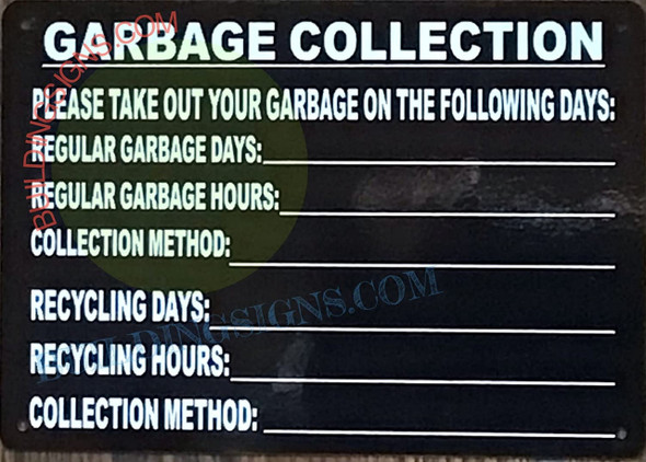SIGN Garbage Collection Days- HPD Sign SIGN Garbage Collection Days- HPD Sign