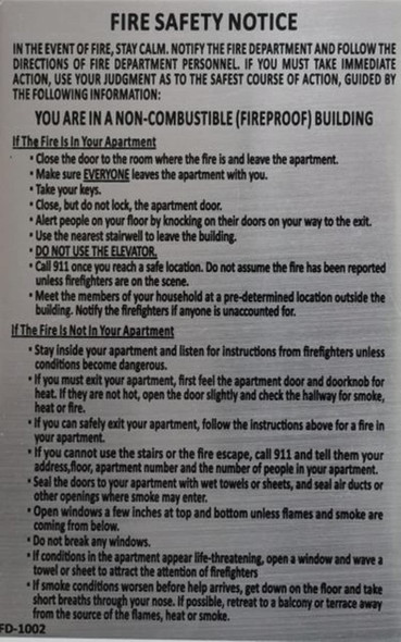 DOOR HPD NYC "FIRE SAFETY NOTICE"- FIRE PROOF BUILDING Signage DOOR HPD NYC "FIRE SAFETY NOTICE"- FIRE PROOF BUILDING Signage