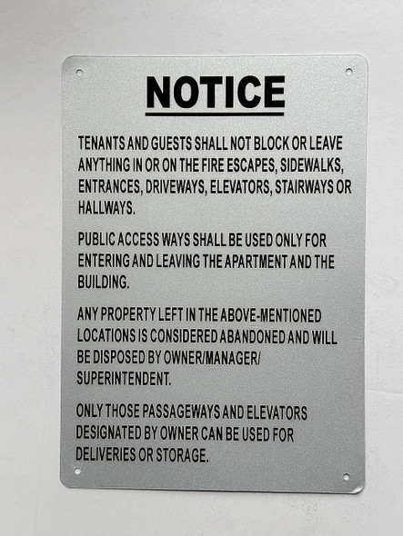 NO STORAGE IN HALLWAY Signage NO STORAGE IN HALLWAY Signage