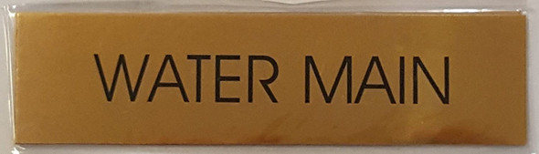 WATER MAIN SIGN - Gold BACKGROUND  WITH SELF ADHESIVE STICKER FOR INDOOR USE