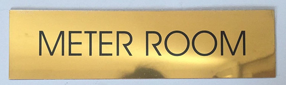 METER ROOM SIGN - Gold BACKGROUND  WITH SELF ADHESIVE STICKER FOR INDOOR USE