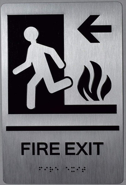 ADA FIRE EXIT LEFT ARROW SIGN ADA FIRE EXIT LEFT ARROW SIGN