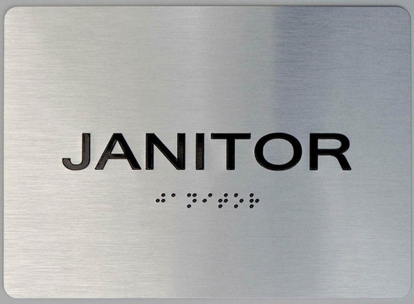 Janitor Braille with Raised Tactile Graphics and Letters- Janitor Braille with Raised Tactile Graphics and Letters-