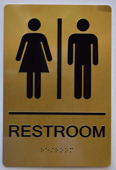ADA UNISEX RESTROOM GOLD SIGN ADA UNISEX RESTROOM GOLD SIGN