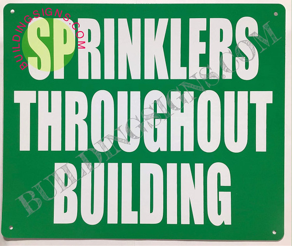 SPRINKLERS Throughout Building   Sign
