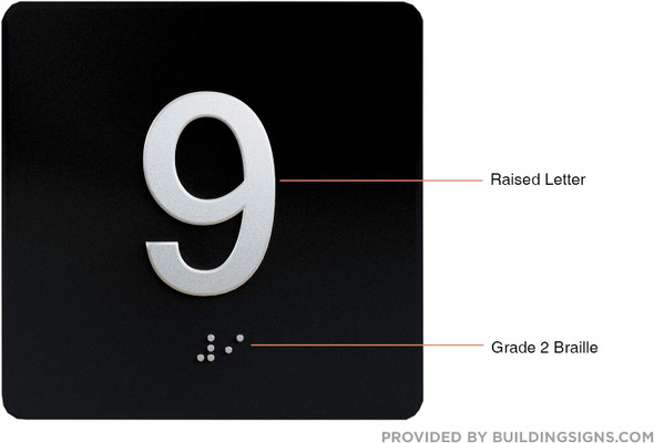 HOTEL ELEVATOR JAMB PLATE WITH BRAILLE (9TH SIGN