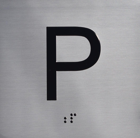 HOTEL ELEVATOR JAMB PLATE WITH BRAILLE (P- PARKING) SIGN