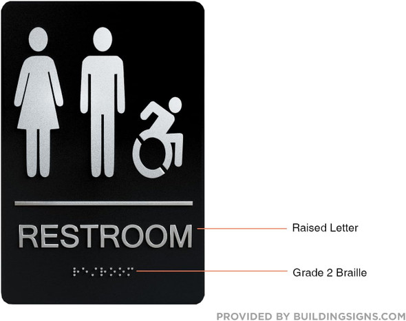 HOTEL RESTROOM TACTILE GRAPHICS GRADE 2 BRAILLE SIGN