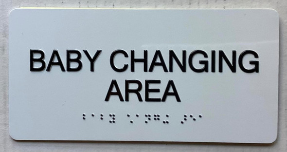 Baby Changing Area  with Raised letters/Image & Grade 2 Braille - Includes Red Adhesive pad for Easy Installation Sign