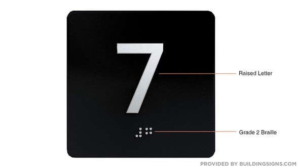 7TH Floor Elevator Jamb Plate - with Braille and Raised Number-Elevator Floor Number -Sign