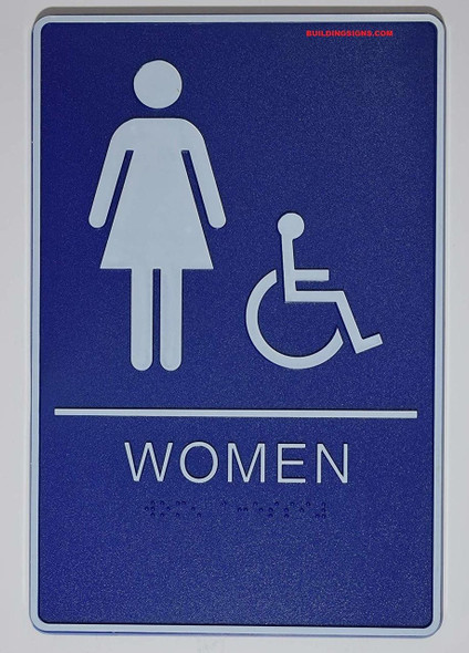 Women Accessible Rstroom with Braille and Double Sided Tap  Sign