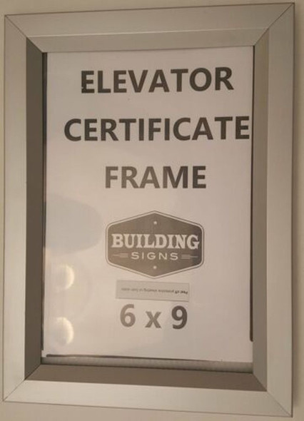 Elevator certificate frame Sign