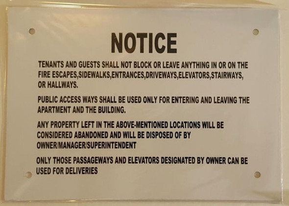 Do not block Hallway  Sign