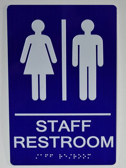 Staff Restroom - Braille with Raised Tactile Graphics and Letters Sign Staff Restroom - Braille with Raised Tactile Graphics and Letters Sign